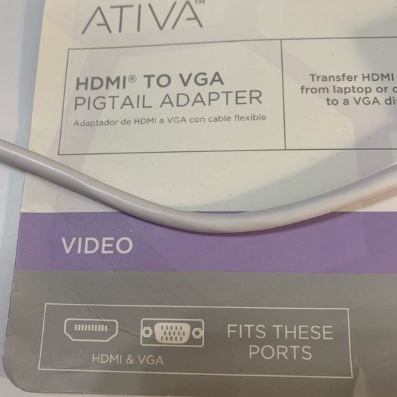 ATIVA HDMI to VGA pigtail video projector adapter - Picture 2 of 6